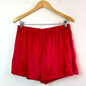 Victoria’s Secret Vintage Gold Label Red Silk Lounge Sleep Pull-On Shorts Small